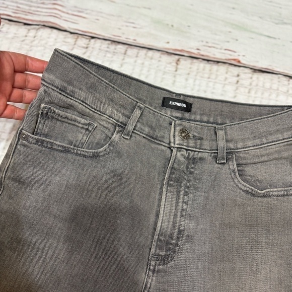 EXPRESS TAPERED ANKLE HIGH RISE women’s JEANS in grey size 4R Mom Jeans EUC - Picture 9 of 14